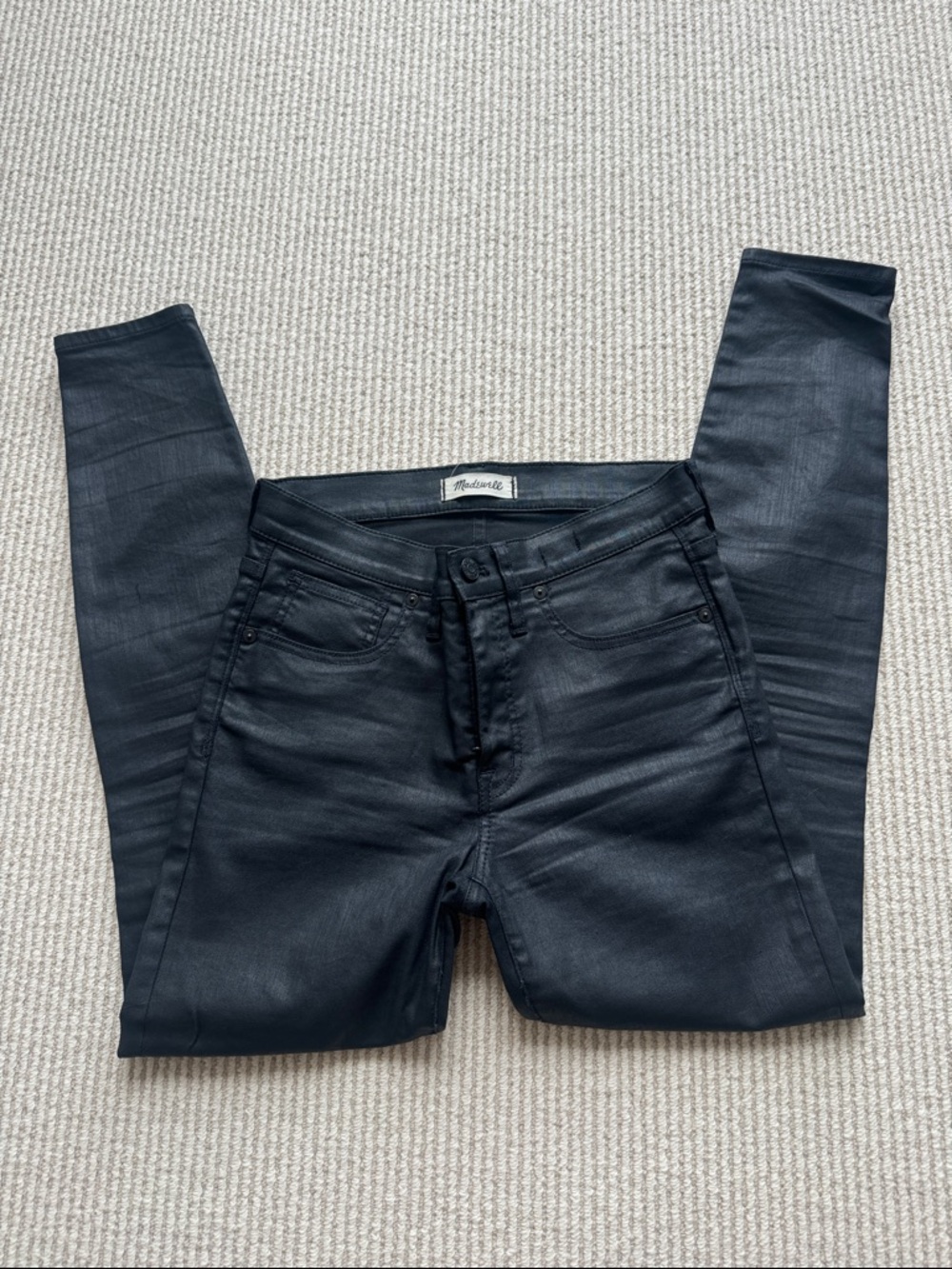 Madewell black waxed skinny jeans